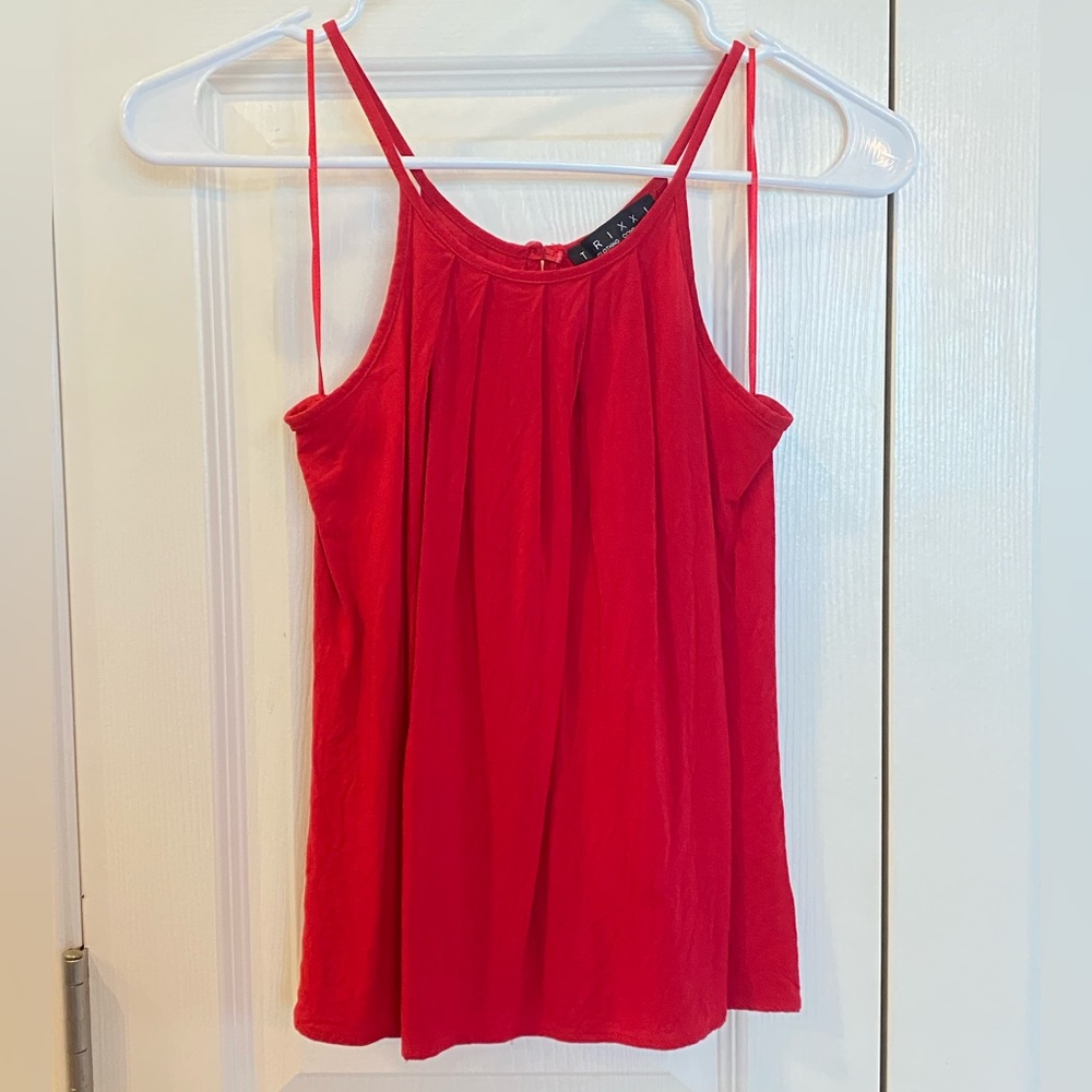 Pleated Cherry Red Tank
